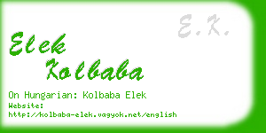 elek kolbaba business card